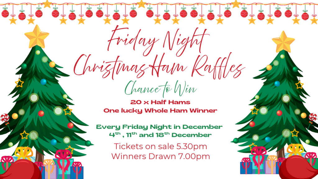 Friday Night Christmas Ham Raffles 2026 at Forster Golf Club. 4, 11 and 18 December 2026.